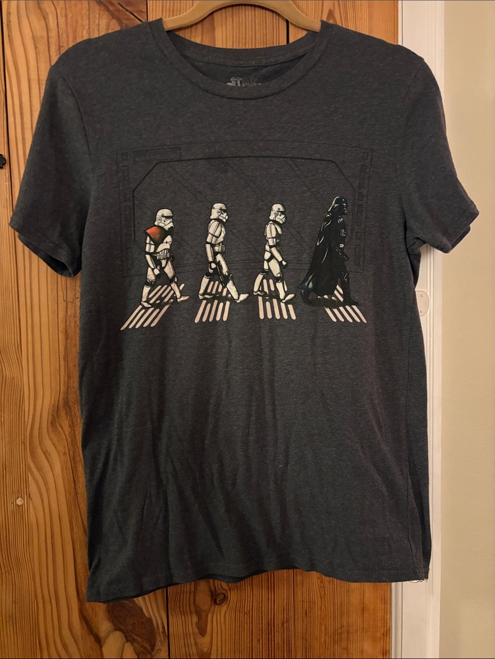 Star Wars Charcoal Short-Sleeve Tee with Stormtrooper & Darth Vader Graphic